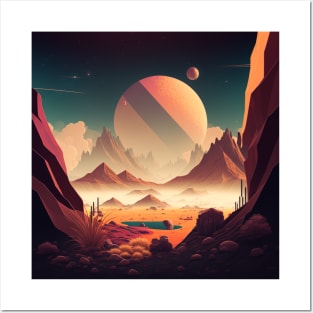 Illustration of landscape in the space Posters and Art